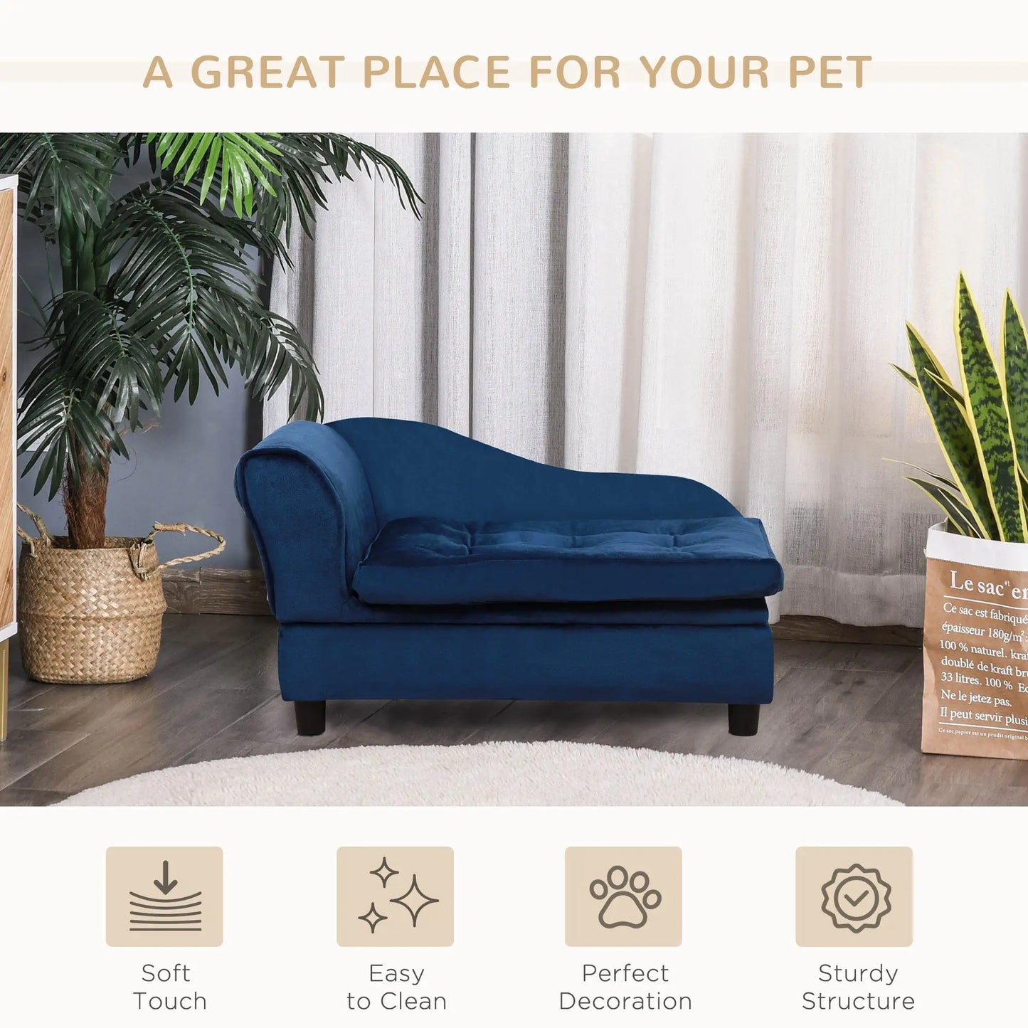 Luxury Small Dog Sofa Bed with Hidden Storage – Modern Pet Furniture for Small Dogs